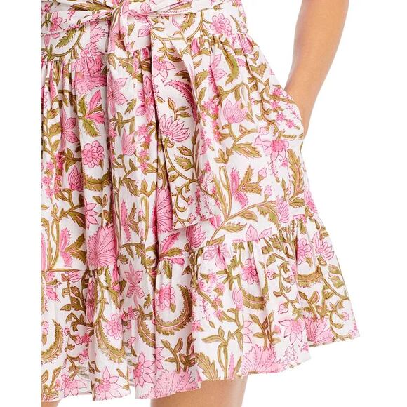 Charina Sarte Spade Floral Pink Block Print Cotton Ruffle Mini Dress Tuckernuck - Picture 6 of 10